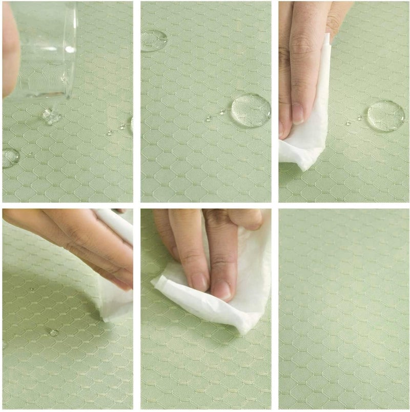 JUCFHY Jacquard Morrocan Green Rectangle Table Cloth Oil-Proof Spill-Proof and Water Resistance Tablecloth,Decorative Fabric Table Cover for Spring, Easter, Outdoor and Indoor Use, 60 x 84 Inch - Image 4